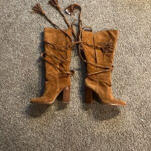 Michael Kors Tan Suede Heeled Boots